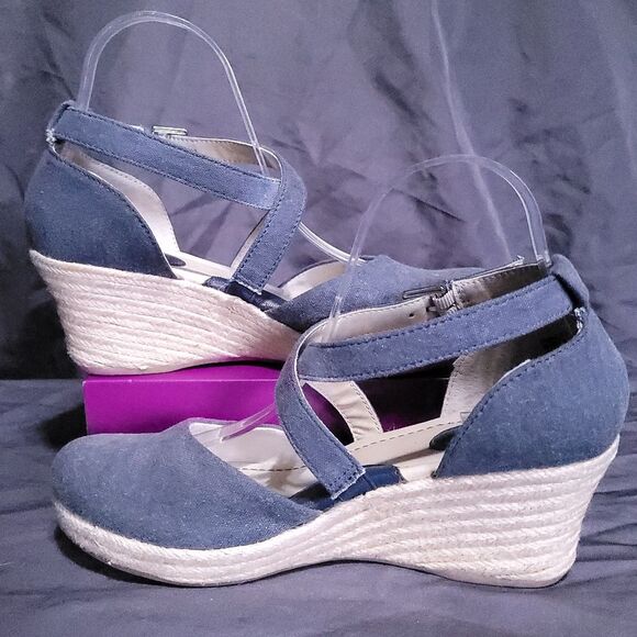 BOC Women's Bree Espadrille Wedge Sandals Size 8 Dark Blue Canvas - Picture 3 of 14